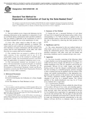Standard Test Method for Expansion or Contraction of Coal by the Sole-Heated Oven