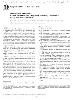 Standard Test Method for Kinetic Parameters by Differential Scanning Calorimetry Using Isothermal Methods
