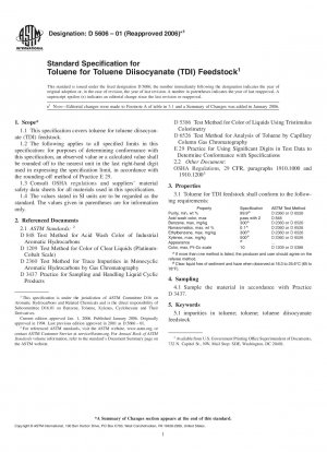 Standard Specification for Toluene for Toluene Diisocyanate (TDI) Feedstock