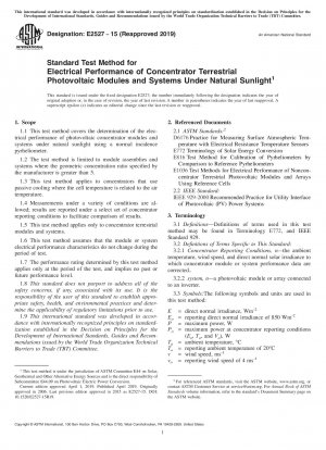 Standard Test Method for Electrical Performance of Concentrator Terrestrial Photovoltaic Modules and Systems Under Natural Sunlight