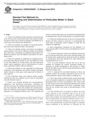 Standard Test Methods for Sampling and Determination of Particulate Matter in Stack Gases