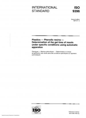 Plastics - Phenolic resins - Determination of the gel time of resols under specific conditions using automatic apparatus