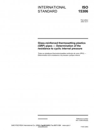 Glass-reinforced thermosetting plastics (GRP) pipes - Determination of the resistance to cyclic internal pressure
