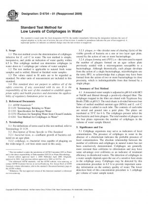 Standard Test Method for Low Levels of Coliphages in Water