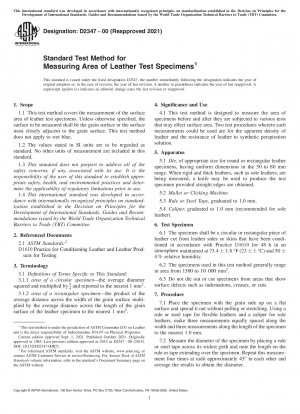 Standard Test Method for  Measuring Area of Leather Test Specimens