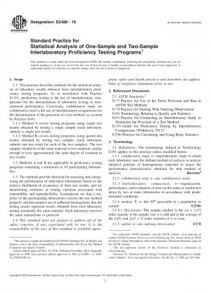 Standard Practice for Statistical Analysis of One-Sample and Two-Sample Interlaboratory Proficiency Testing Programs