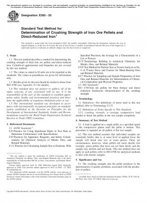 Standard Test Method for Determination of Crushing Strength of Iron Ore Pellets and Direct-Reduced Iron