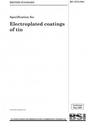 Specification for Electroplated coatings oftin