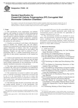 Standard Specification for Closed-Cell Cellular Polypropylene (PP) Corrugated Wall Stormwater Collection Chambers