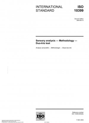 Sensory analysis - Methodology - Duo-trio test