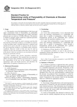 Standard Practice for  Determining Limits of Flammability of Chemicals at Elevated Temperature and Pressure