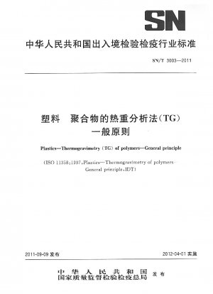 Plastics. Thermogravimetry (TG) of polymers. General principle 