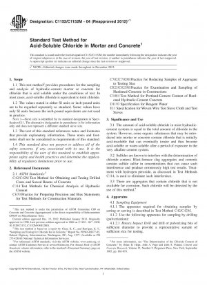 Standard Test Method for  Acid-Soluble Chloride in Mortar and Concrete