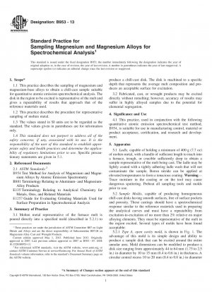 Standard Practice for  Sampling Magnesium and Magnesium Alloys for Spectrochemical  Analysis