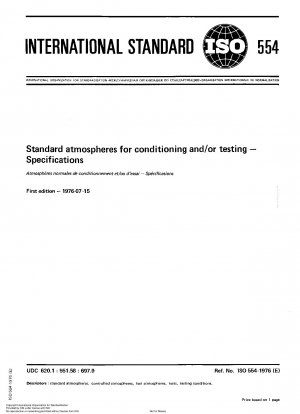 Standard atmospheres for conditioning and/or testing; Specifications