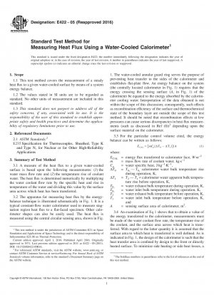 Standard Test Method for Measuring Heat Flux Using a Water-Cooled Calorimeter