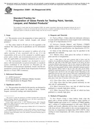 Standard Practice for Preparation of Glass Panels for Testing Paint, Varnish, Lacquer, and Related Products