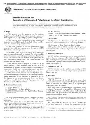 Standard Practice for Sampling of Expanded Polystyrene Geofoam Specimens