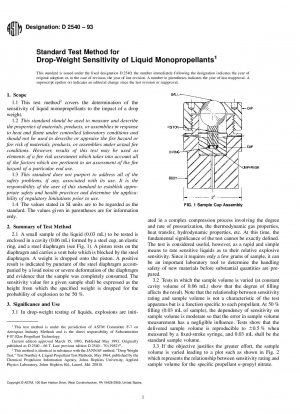 Standard Test Method for Drop-Weight Sensitivity of Liquid Monopropellants