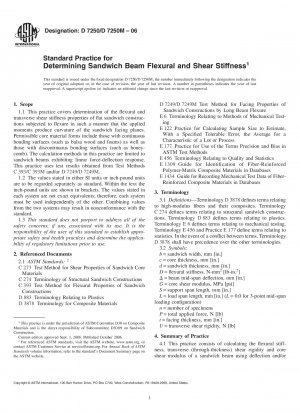 Standard Practice for Determining Sandwich Beam Flexural and Shear Stiffness
