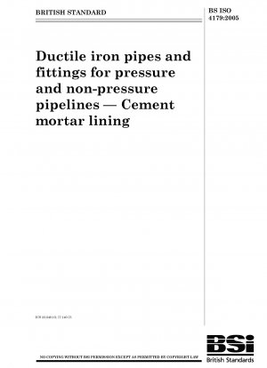 Ductile iron pipes and fittings for pressure and non-pressure pipelines - Cement mortar lining