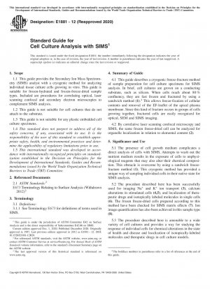Standard Guide for Cell Culture Analysis with SIMS