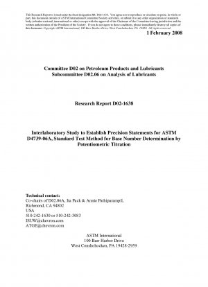 D4739-Test Method for Base Number Determination by Potentiometric Hydrochloric Acid Titration