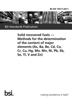 Solid recovered fuels. Methods for the determination of the content of trace elements (As, Ba, Be, Cd, Co, Cr, Cu, Hg, Mo, Mn, Ni, Pb, Sb, Se, Tl, V and Zn)