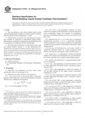 Standard Specification for  Direct-Reading Liquid Crystal Forehead Thermometers