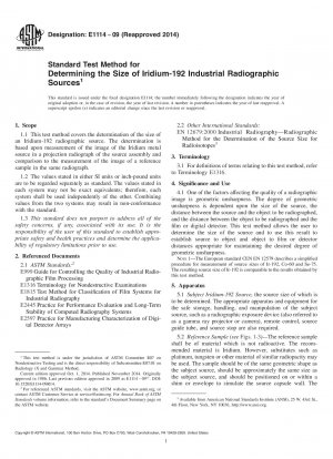 Standard Test Method for  Determining the Size of Iridium-192 Industrial Radiographic  Sources