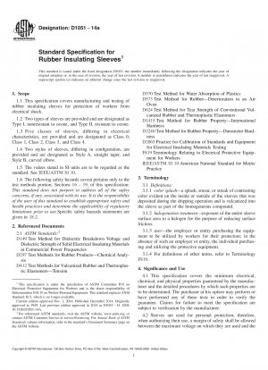 Standard Specification for  Rubber Insulating Sleeves