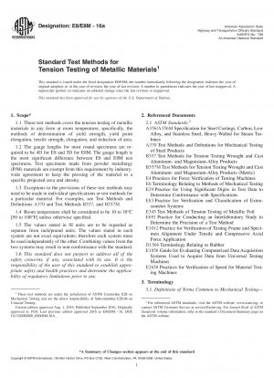 Standard Test Methods for  Tension Testing of Metallic Materials