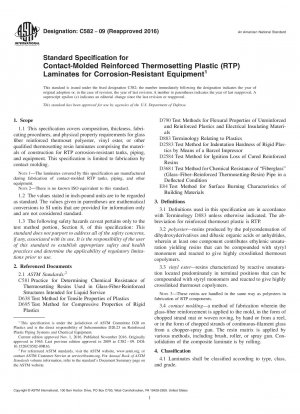 Standard Specification for  Contact-Molded Reinforced Thermosetting Plastic (RTP) Laminates  for Corrosion-Resistant Equipment