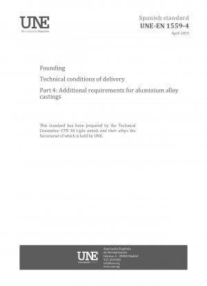 Founding - Technical conditions of delivery - Part 4: Additional requirements for aluminium alloy castings