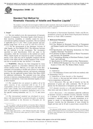 Standard Test Method for Kinematic Viscosity of Volatile and Reactive Liquids