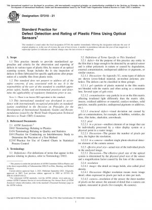 Standard Practice for Defect Detection and Rating of Plastic Films Using Optical Sensors
