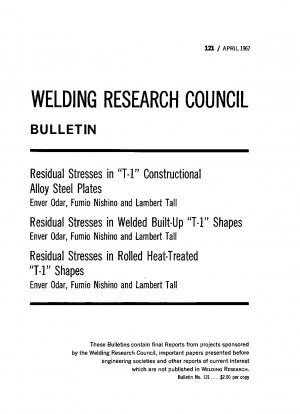 Part 1: Residual Stresses in "T-1" Constructional Alloy Steel Plates