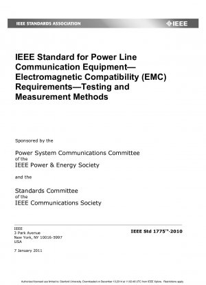 IEEE Standard for Power Line Communication Equipment--Electromagnetic Compatibility (EMC) Requirements--Testing and Measurement Methods