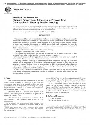 Standard Test Method for Strength Properties of Adhesives in Plywood Type Construction in Shear by Tension Loading