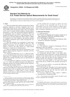 Standard Test Methods for U.S. Postal Service Optical Measurements for Small Areas 