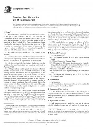 Standard Test Method for  pH of Peat Materials