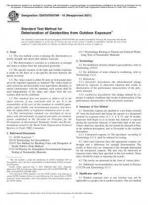 Standard Test Method for Deterioration of Geotextiles from Outdoor Exposure
