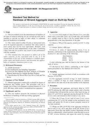 Standard Test Method for Hardness of Mineral Aggregate Used on Built-Up Roofs