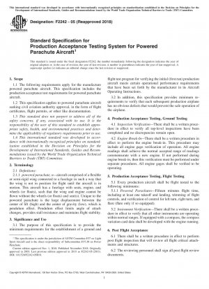 Standard Specification for Production Acceptance Testing System for Powered Parachute Aircraft