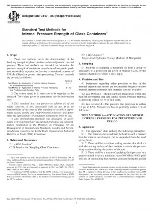 Standard Test Methods for Internal Pressure Strength of Glass Containers