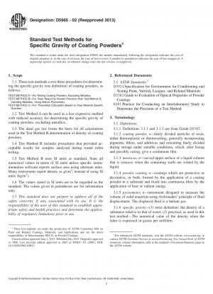 Standard Test Methods for Specific Gravity of Coating Powders