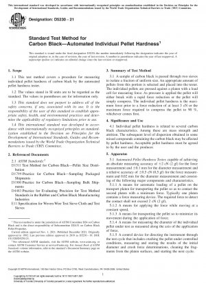 Standard Test Method for Carbon Black—Automated Individual Pellet Hardness
