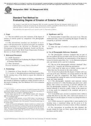 Standard Test Method for Evaluating Degree of Erosion of Exterior Paints