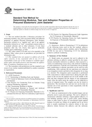 Standard Test Method for Determining Modulus, Tear and Adhesion Properties of Precured Elastomeric Joint Sealants