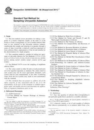 Standard Test Method for Sampling Chrysotile Asbestos